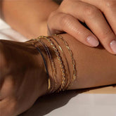 6Pcs Gold Color Bracelet Set Boho Retro Thick Twist Cuban Chain Bracelet For Women New Trendy Quality Jewelry Gifts